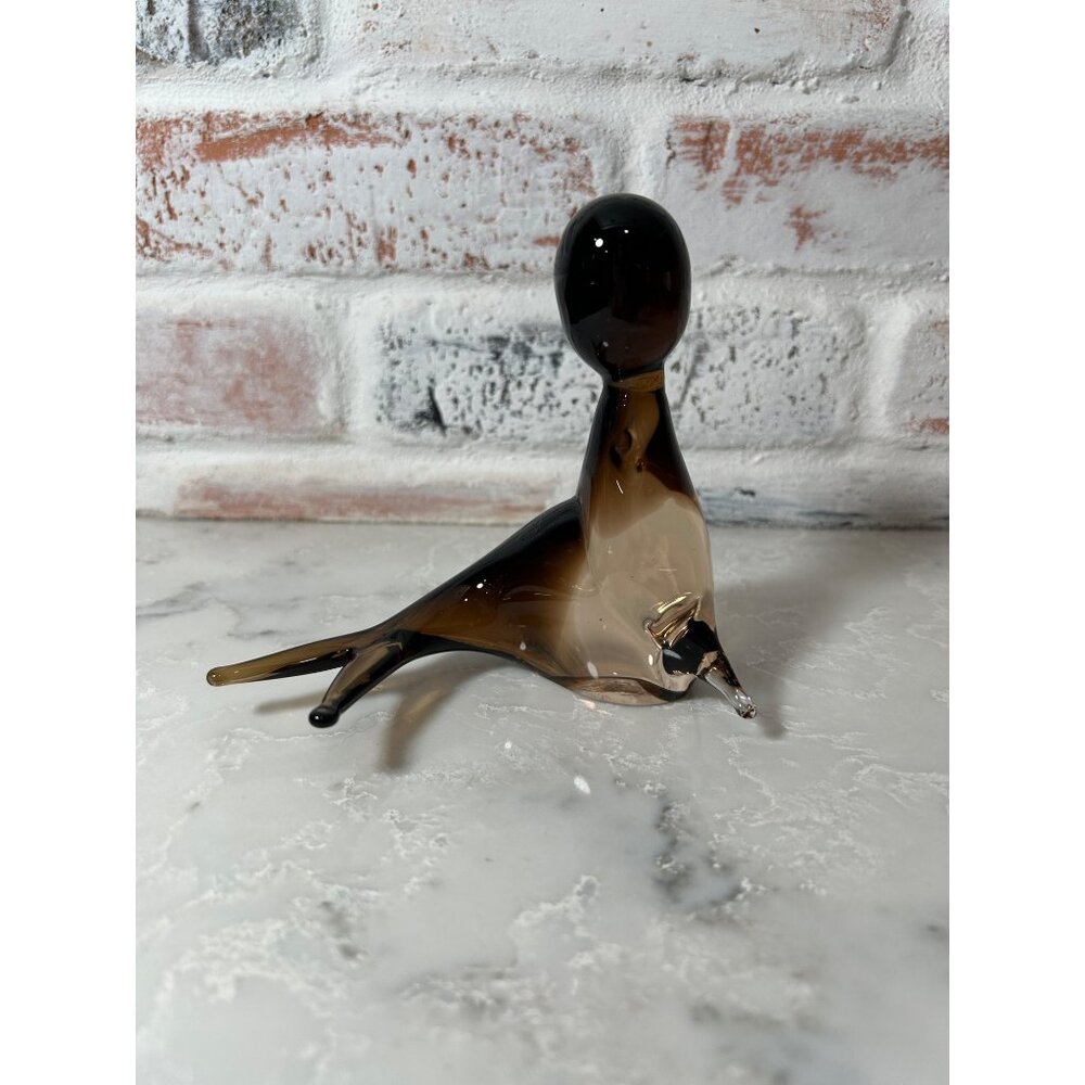 VTG Hand-Blown Art Glass Seal Sea Lion w/ Ball Figurine Paperweight Murano?